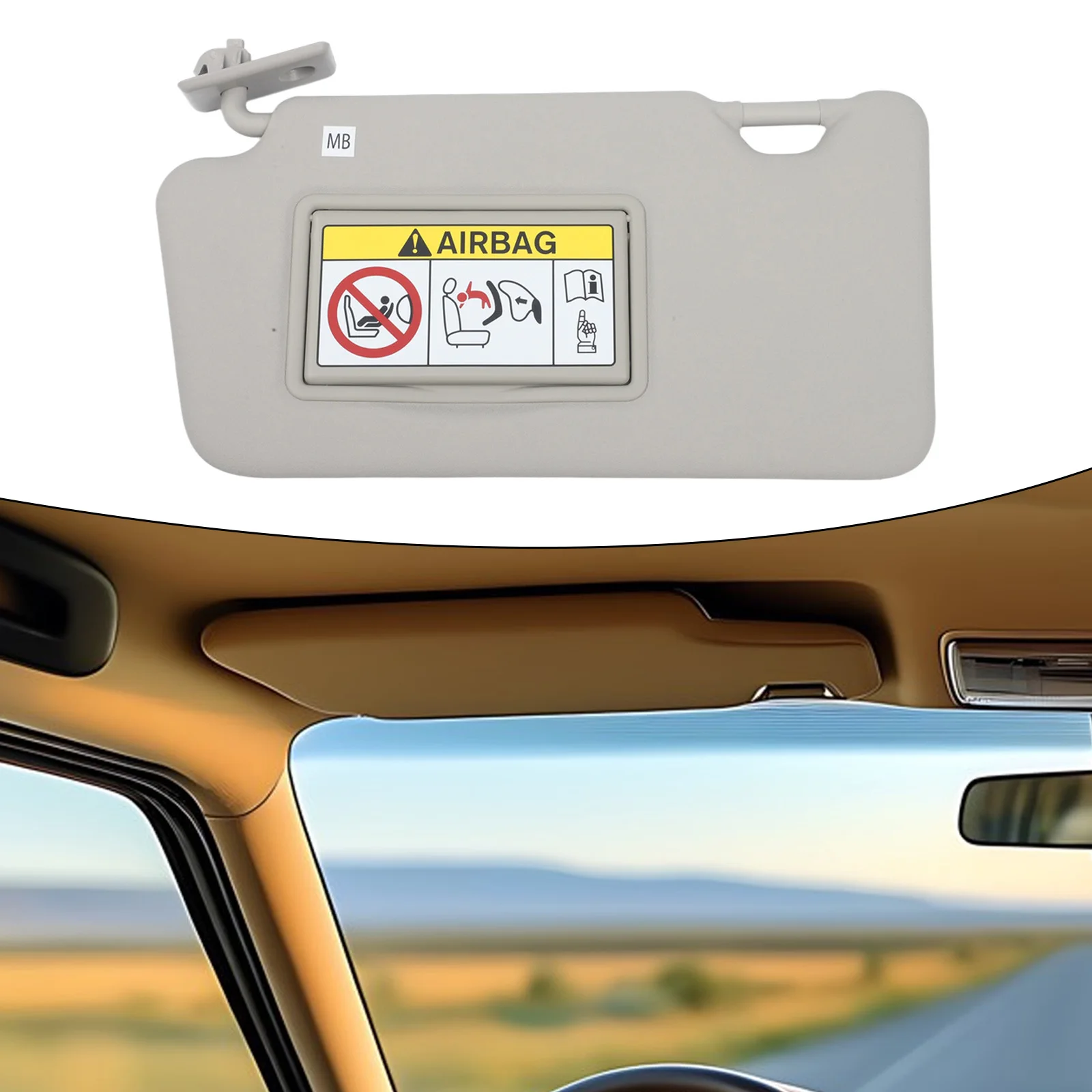 For Nissan For Versa Sun Visor 96400-3AW2A with Makeup Mirror Replacement for 2015 to 2019 Driver or Passenger Side