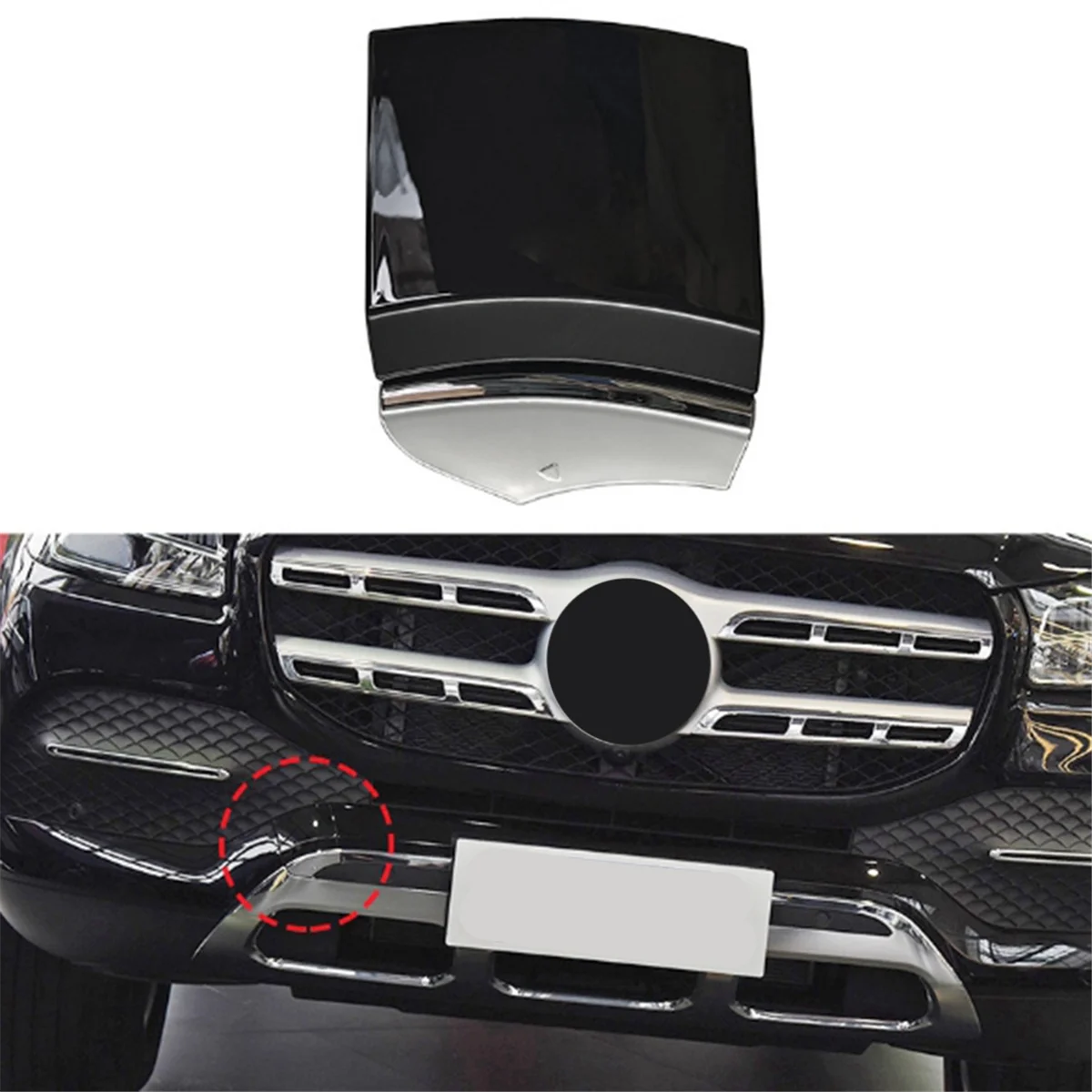 Car Front Bumper Towing Hook Cover Tow Hook Cap Painted 1678855002 for Mercedes-Benz GLS W167 2020-2023 Black