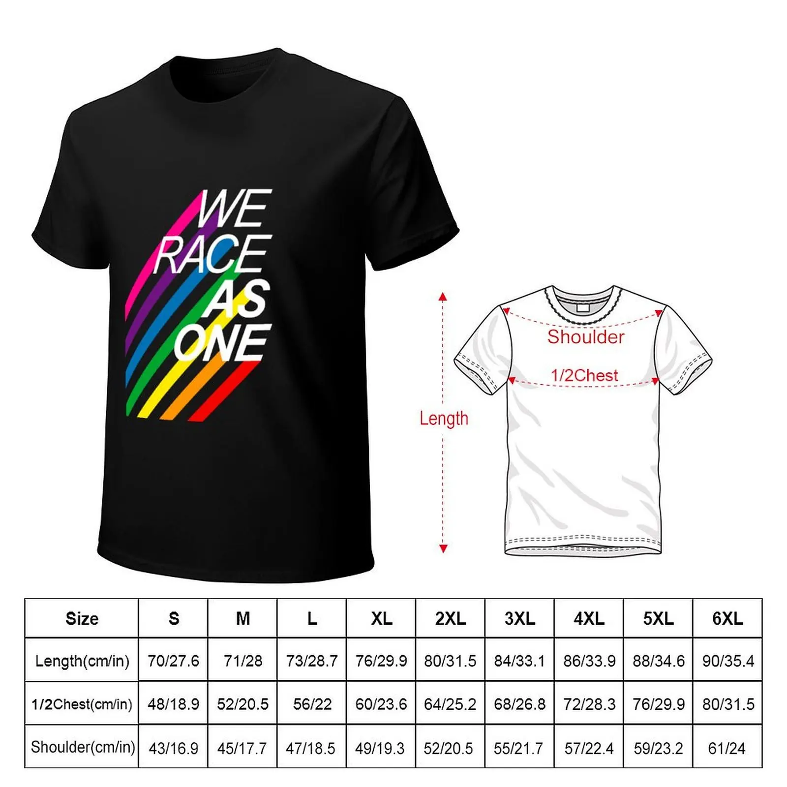 We Race As One - Rainbow Lines T-Shirt rapper graphic tees anime tshirt designer t shirt men