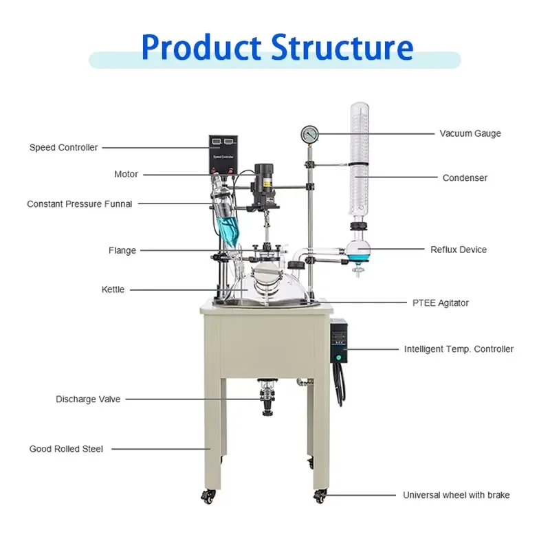 for  10L Single Layer Glass Reactor Lab Chemical Reaction Vessel Heating Stirring Equipment