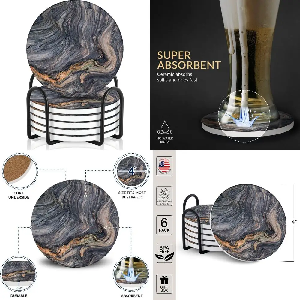 

Подставки для напитков emerson впитывающие – набор подставок для напитков из натурального камня с держателем, подставки для журнального столика, деревянная столешница