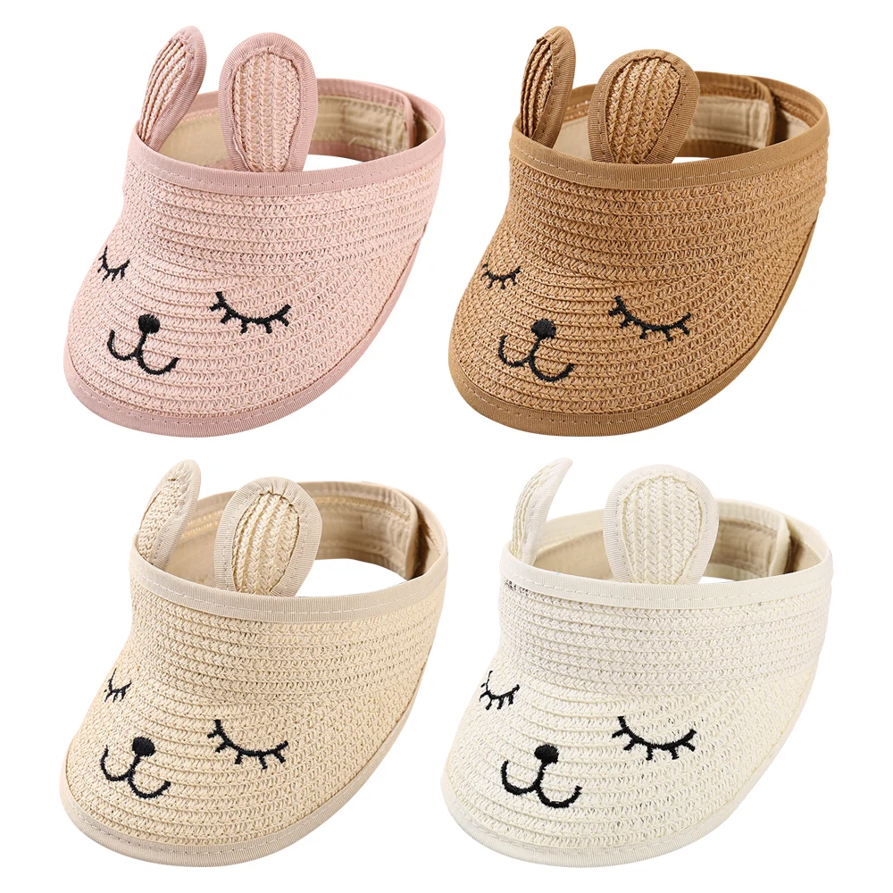 

Bear Ears Baby Hats Sun Shading Adjustable Baby Sun Hat Breathable UV Protection Kids Empty Top Hat Outdoor Children Toddler