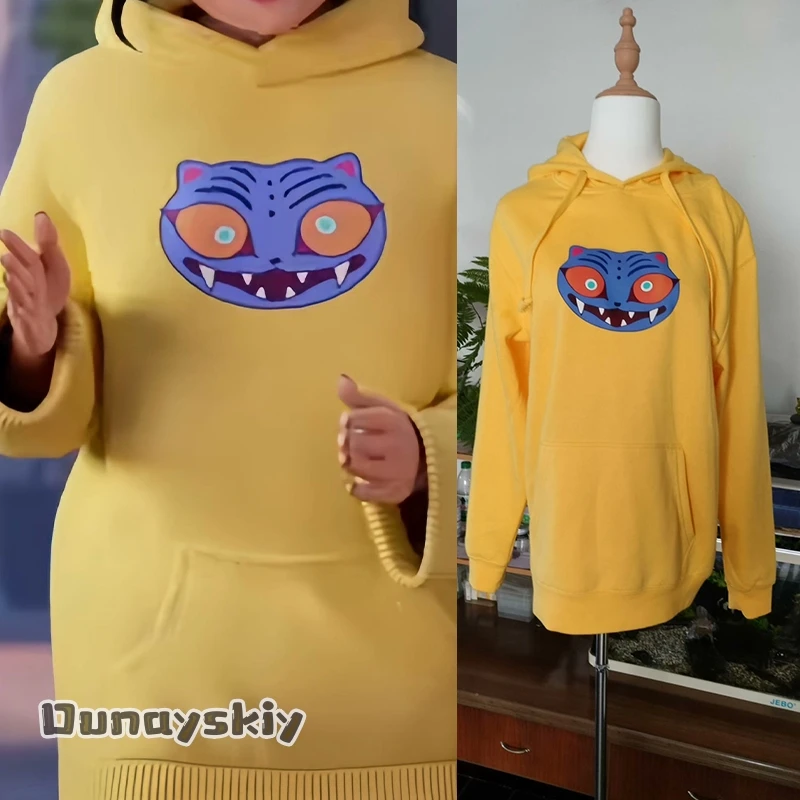

Zoey Huntrix Demon Anime KPOP Hunters Cosplay Costume Funny Cartoon Demon Tiger Yellow Hoodie Long Suit Halloween Disguise