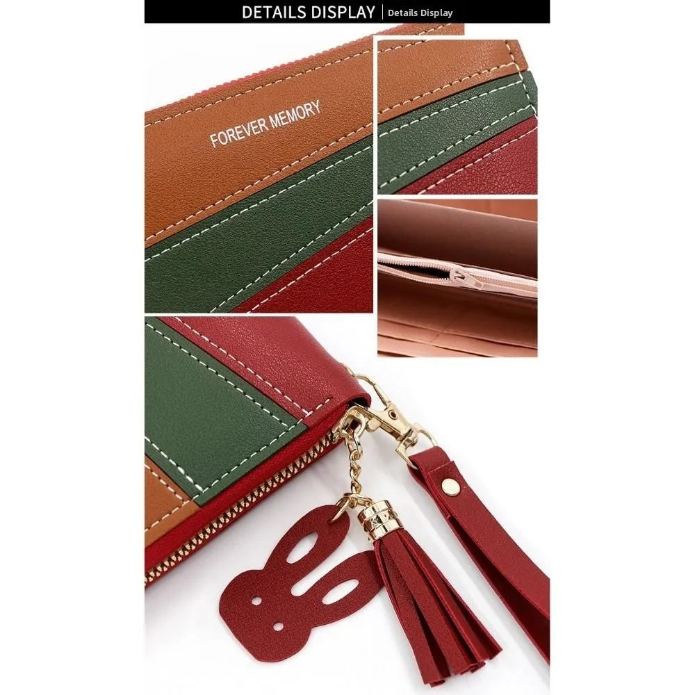 Luxury Multifunctional Zipper Wallet Multicolor Zipper Closure Card Holder Compact Size Long Purse Daily Use