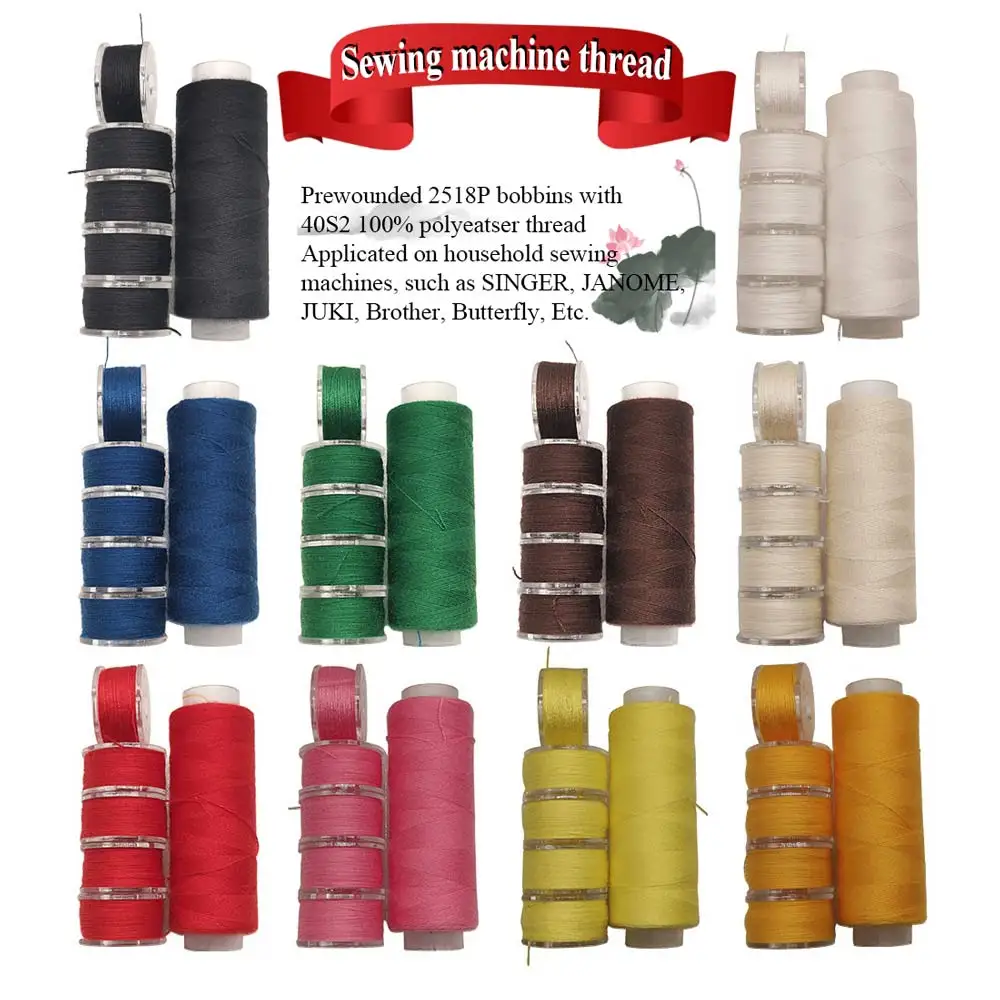 Electric Sewing Machine Thread Set, Dyed 40S2 Polyester Upper Bobbin Thread, Fit for SINGER, JUKI, BROTHER, JANOME