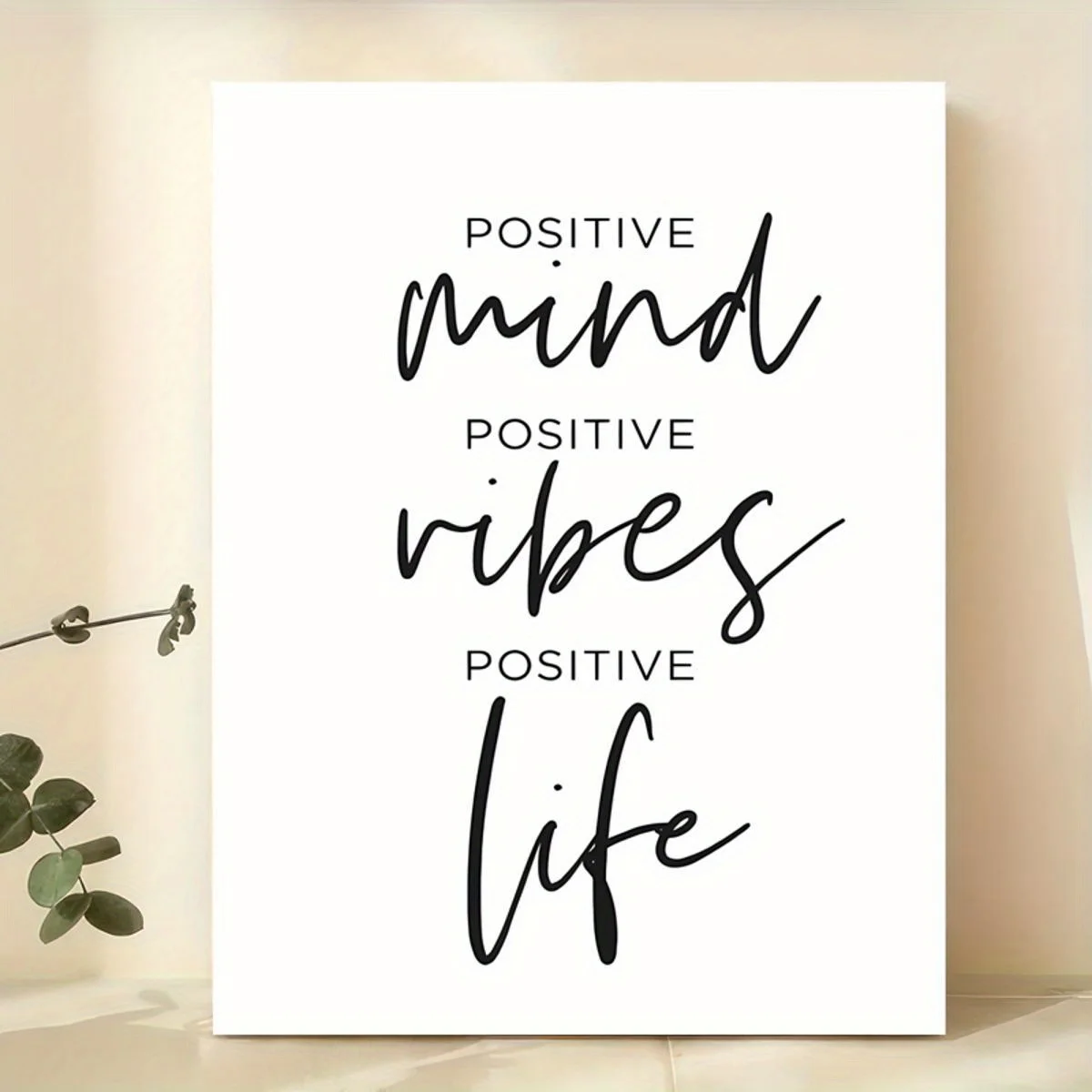 1pc Positive Mind Vibes Life Quote Poster - Modern Minimalist Vertical Frameless Wall Art, Inspirational Typography Print Can