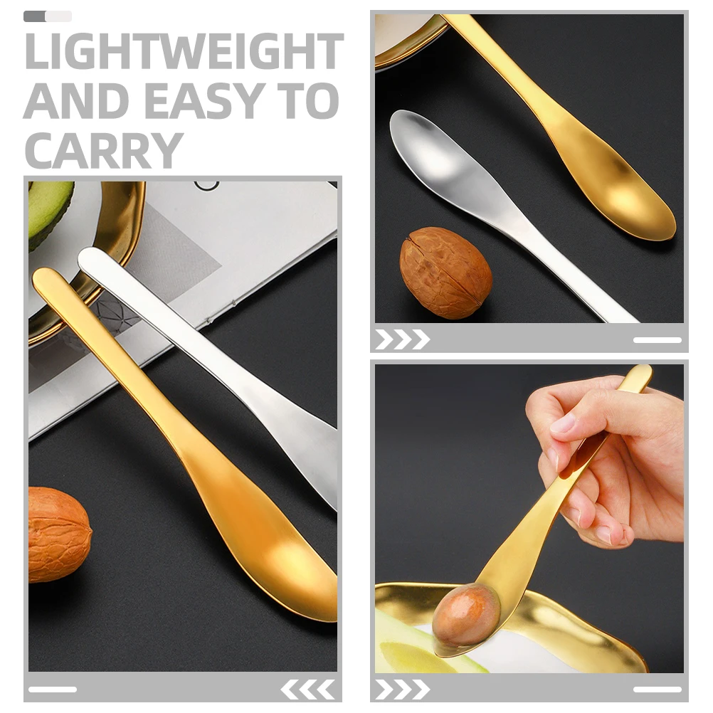 

2pcs Stainless Steel Fruit Coffee Spoon Kitchen Dessert Tool For Weddings Birthdays Catering Compact Reusable Scoop Appetizer