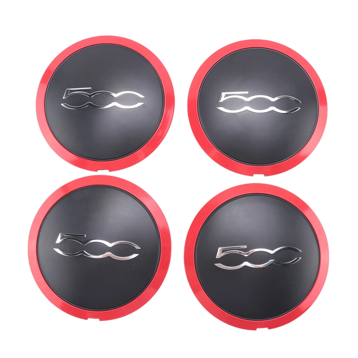 4Pcs 133mm Hubcap for Fiat 500 Wheel Centre Hub Caps Emblem Sticker 68078419AC 68078421AC 51884863 Red