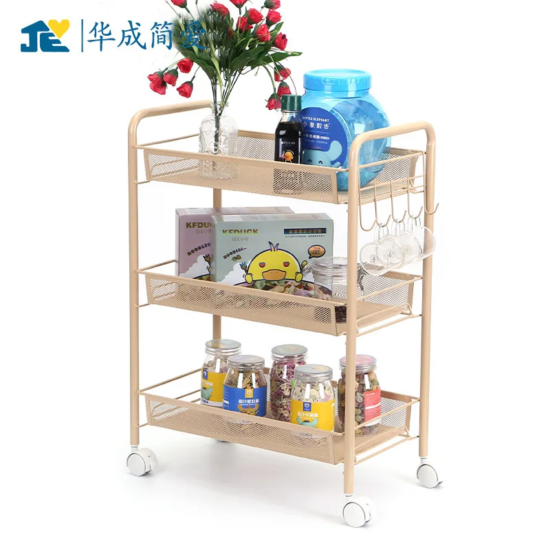 Creative Metal One Stretch Mesh Basket Home Living Room Kitchen Removable Cart Storage Rack