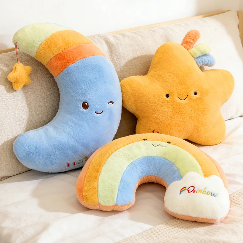 

37x50cm Rainbow Plush Toys Stuffed Doll Cartoon Cute Star Moon Pillow Gift for Kids Birthday Room Decoration Ornament Kawaii