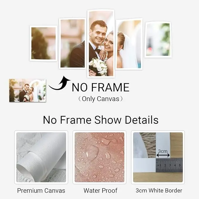 5 Piece Framed Personalized Photo Canvas Print Wall Art with Your Pictures Custom Canvas Wall Art Living Room Bedroom Home Decor