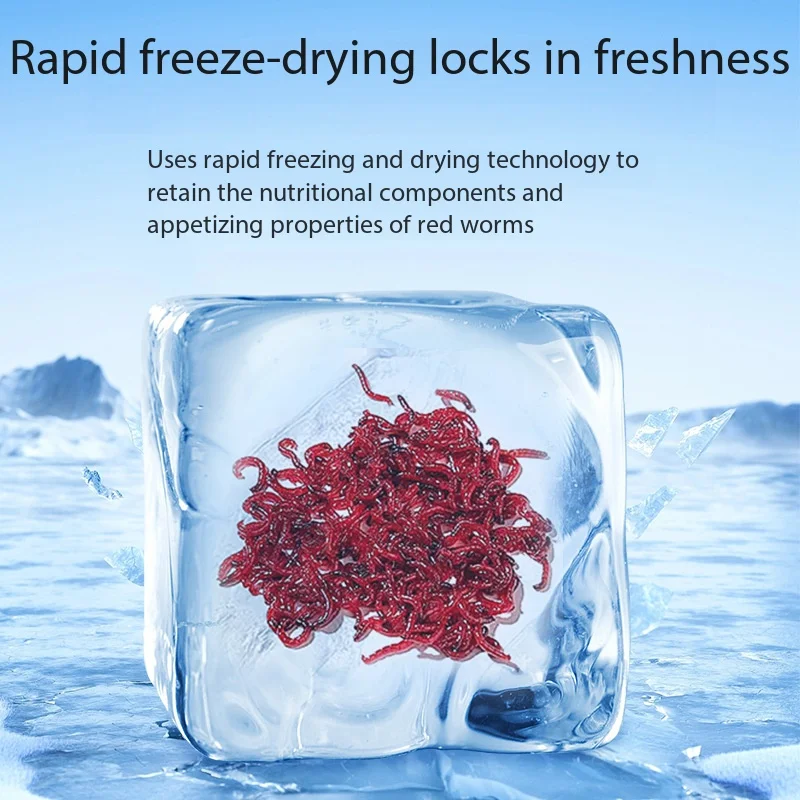 Dry Redworms High Protein Freeze Dried Bloodworms For Marine & Tropical Fish, Natural Food for Guppy, Betta,Turtle, Reptile