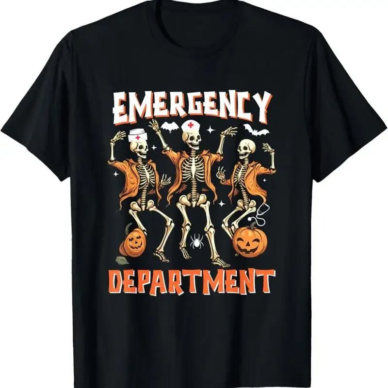ER Nurse Halloween Room Emergency Department Funny Skeletons T-Shirt