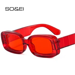 SO&EI Retro Colorful Rectangle Women Sunglasses Fashion Candy Color Shades UV400 Men Clear Gradient Square Sun Glasses