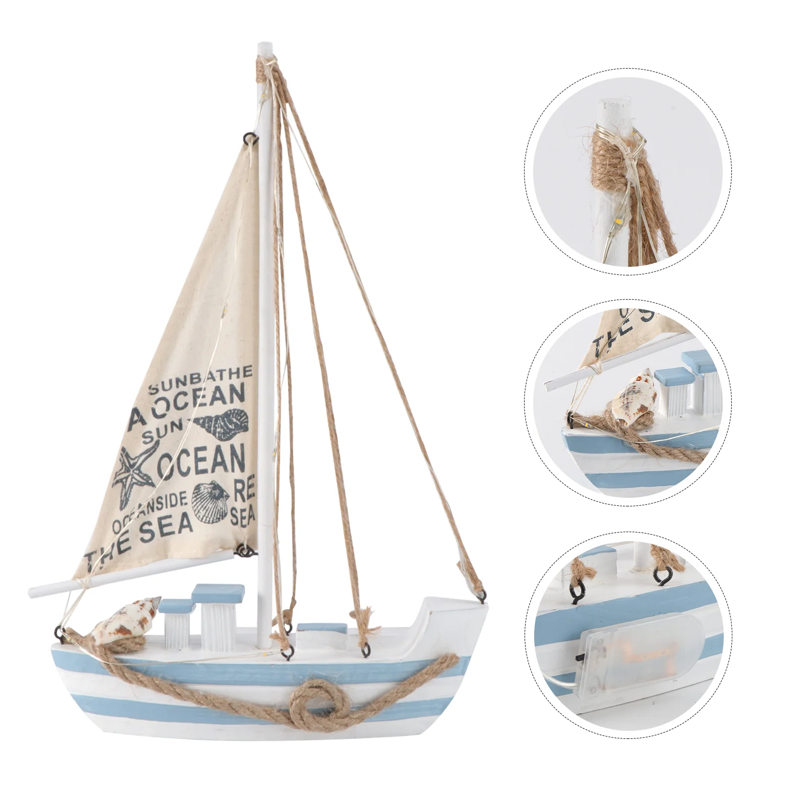 Wood Sailboat Model Ornament Ocean Decorations Water Table Toy Bookshelf Tabletop Wooden Office Seaside