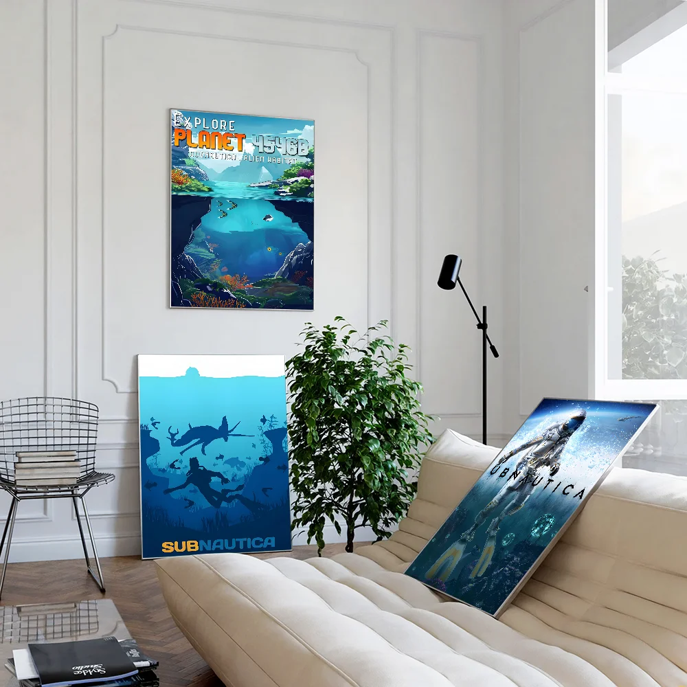 S-subnauticas game Good Quality Prints and Posters Vintage Room Home Bar Cafe Decor Aesthetic Art Wall Painting