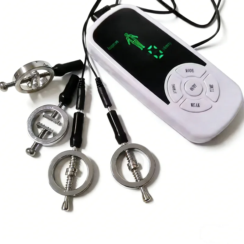 6 Modes Electric Shock Metal Nipples Clamps Breast Massage Stimulation Sex Toys for Women Adult Games