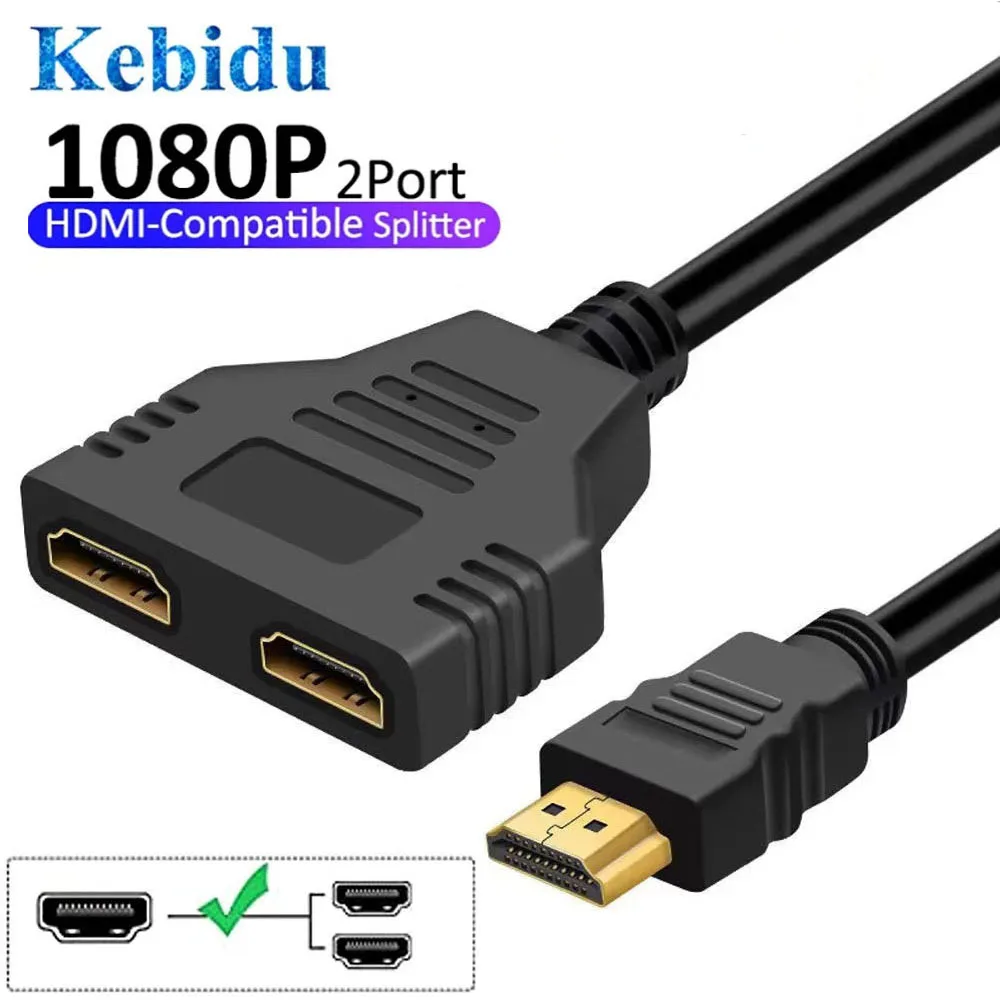 HDMI-Compatible HD conversion line 1 Male To Dual 2 Way Female 1080P Splitter Cable for PC TV Xbox PS3 PS4 Projector Monitor