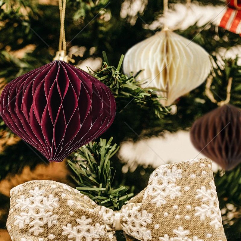 1/6pcs Mini Honeycomb Ball Pendant New Year Christmas Tree Paper Lantern Hanging Wedding Home Xmas Decorations Party Supplies