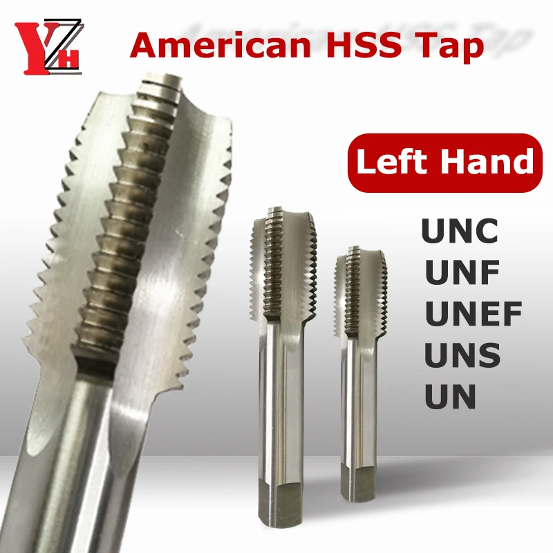 HSS Tap Left Hand American Standard UNC UNF UNEF Straight Flute Thread Screw 3/16 1/4 5/16 3/8 7/16 1/2 9/16 5/8 1/16 3/4 7/8