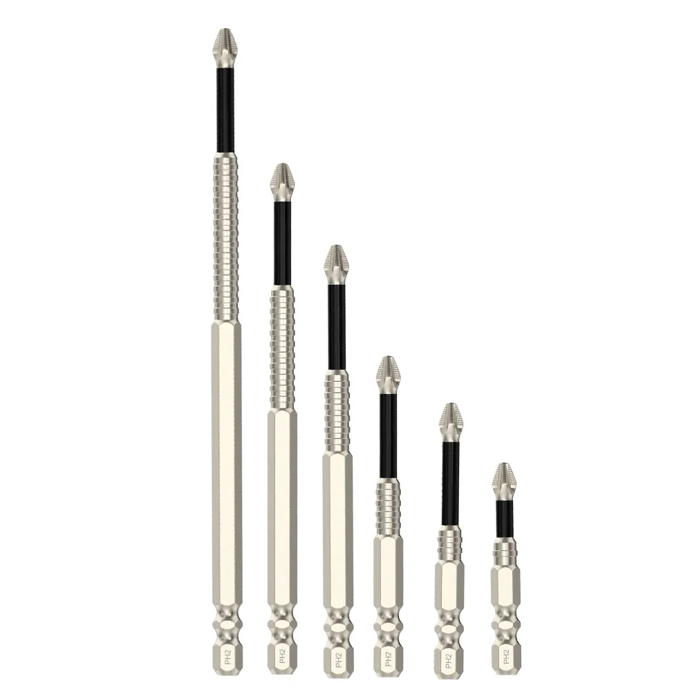 Liga de aço Anti Slip Cross Magnetic Screwdriver Bit, AntiSlip Design, Fácil e Eficaz Screwdriving