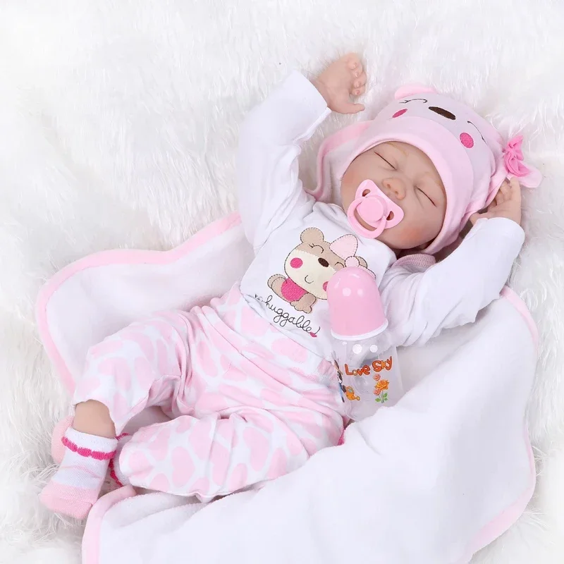 

55cm Reborn Doll Soft Silicone Reborn Close Eye Real Looking Baby Dolls Toys for Gift As Children Playmate Doll Popupar Reborn