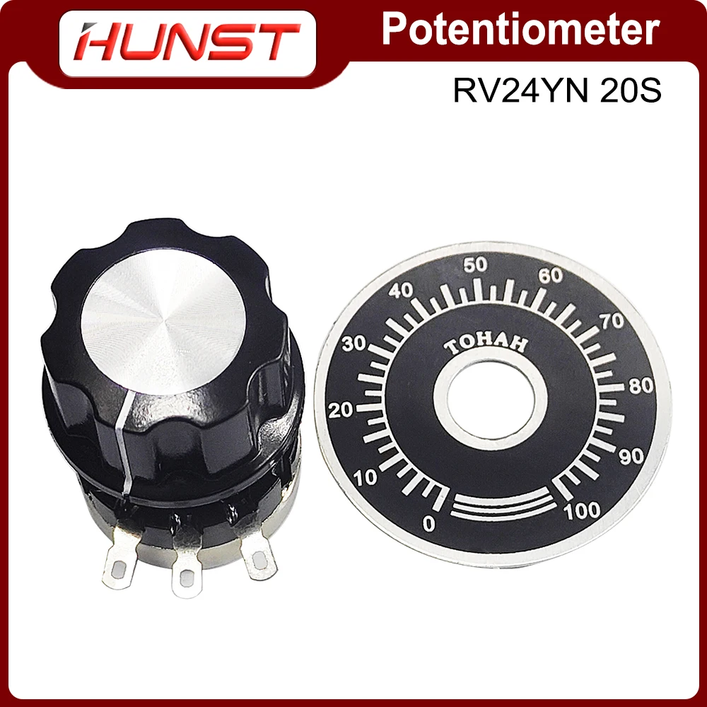 

HUNST Current Adjustment Potentiometer Knob RV24YN 20S B502 168C Laser Cutting Engraving Machine Accessories