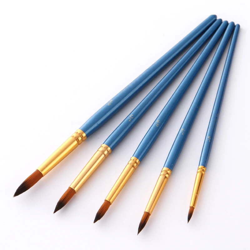 5Pcs Paint Brushes Set Nylon Hair Painting Brush Short Rod For Oil Acrylic Brush Watercolor Brushes Professional Art Supplies