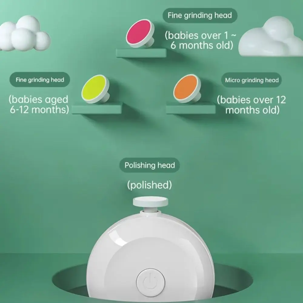 Electric Baby Nail Trimmer Safety Silent Baby Nail Grinder 6 Grinding Heads 360° Rotating Nail Clippers Manicure Tool Set