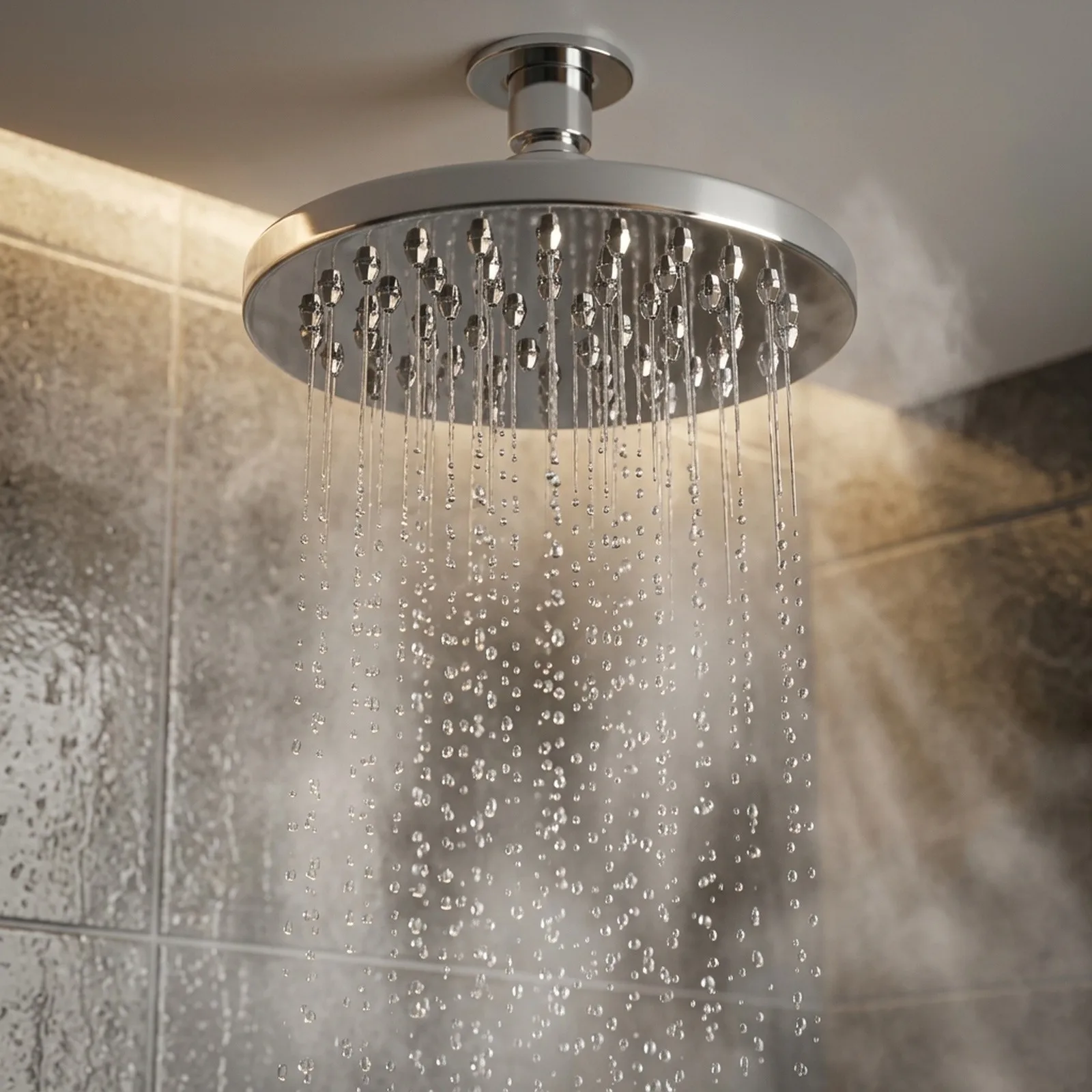 Polished Chrome Finished 6 Inch Round Rain Shower Head with ABS Body for Uniform Water Flow and Standard Bathroom Integration