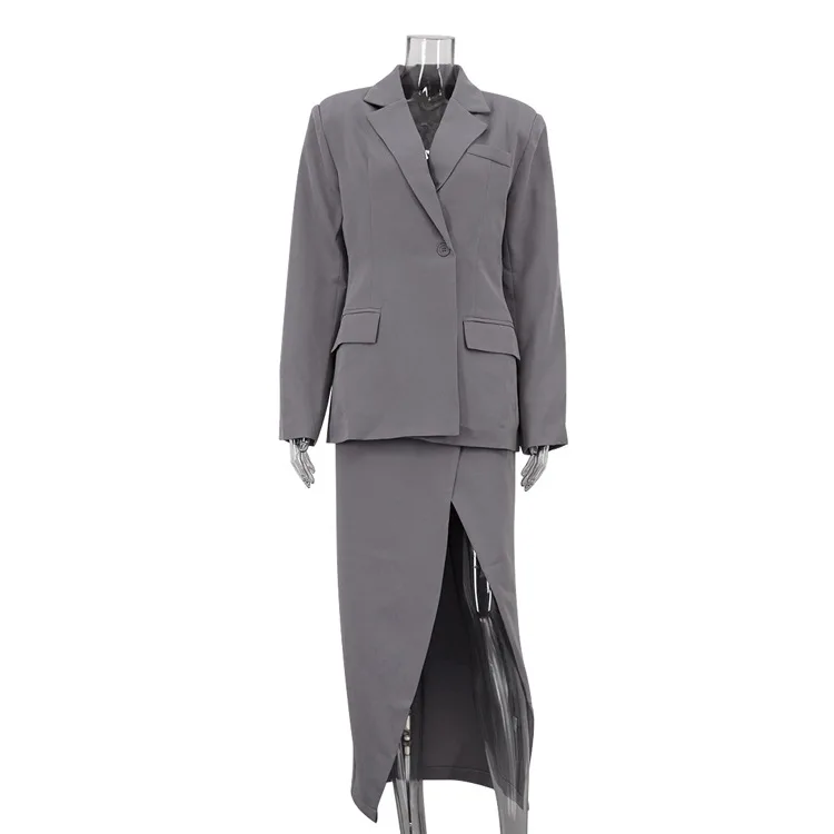 YYAHAHAS Women's 2 Piece Skirt Suit Set 2026 Business Casual Notched Lapel Blazer & Side Slit Midi Skirt Workwear Outfit