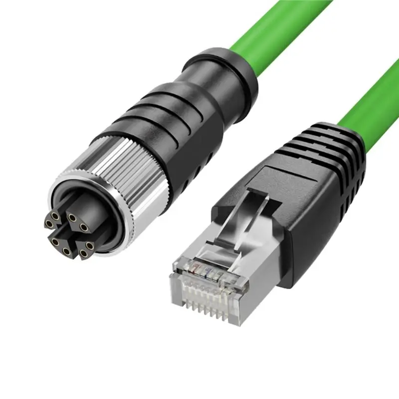 Y45A-Industrial Ethernet 2M D-Code To RJ45 Double Shielded Network Cable High Flexible 8 Pin Aviation Drag Chain Line Etherc