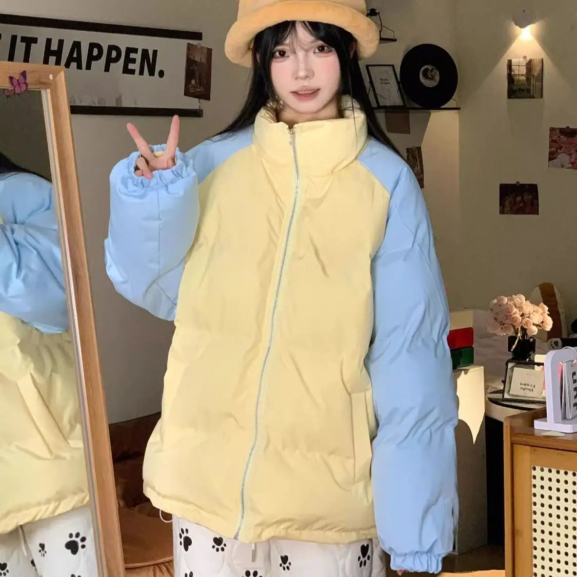 

Парка в стиле хип-хоп для женщин с боковой застежкой на пуговицы, асимметричным передом, уникальным механизмом раскрытия, дизайнерским подходом, креативным стилем и особым шармом.