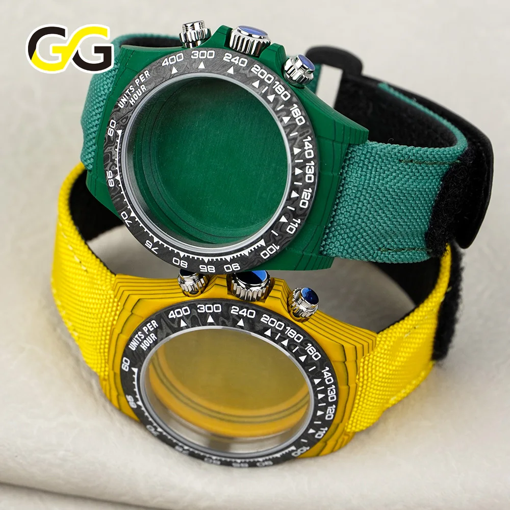 High-End Carbon Fiber Watch Case 38.3mm Men's SL4801、Dandong4130 Movement Chronograph Accessories Fits 20mm Strap Box