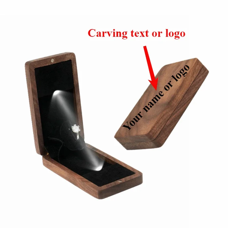 

Personalized Laser Engraved Black Walnut Wood Ring Box for Wedding Anniversary and Valentine's Day