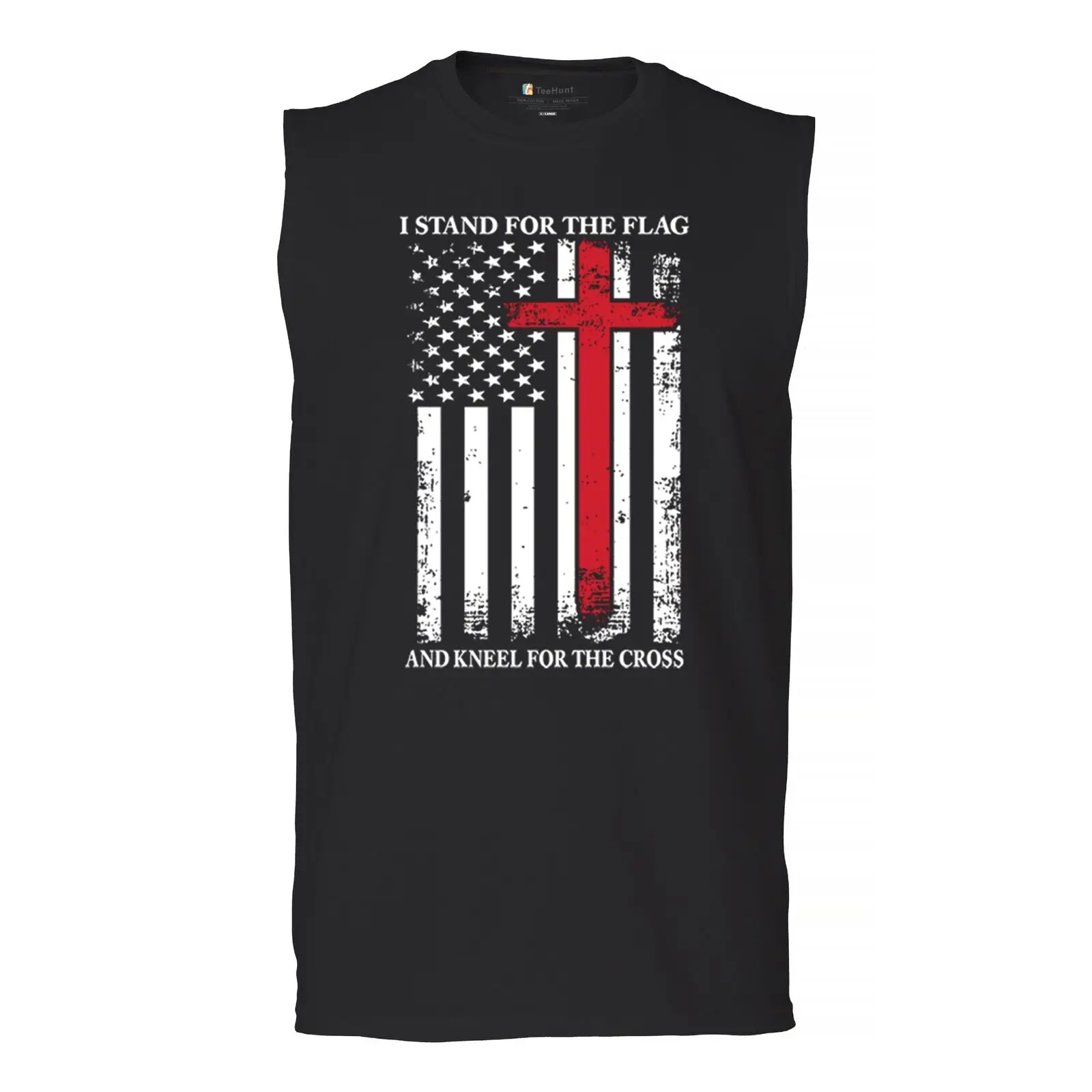 I Stand for the Flag and Kneel Cross Muscle T Shirt Americana Men's