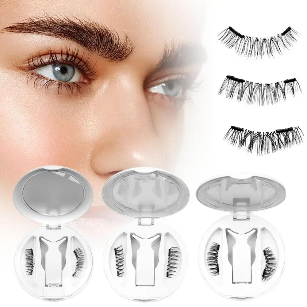 1 pairs of small circular magnetic false eyelashes eyelash invisible lightweight, 3D eyelashes magnetic curler circular wit T8U1