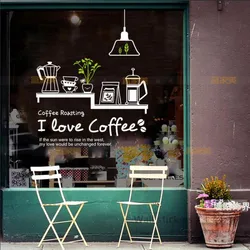Coffee Shop Sticker Bean Milk tea Decal Cafe Cup Poster Vinyl Art Wall Decor Mural Decoration Break Bread Coffee Glass Decals