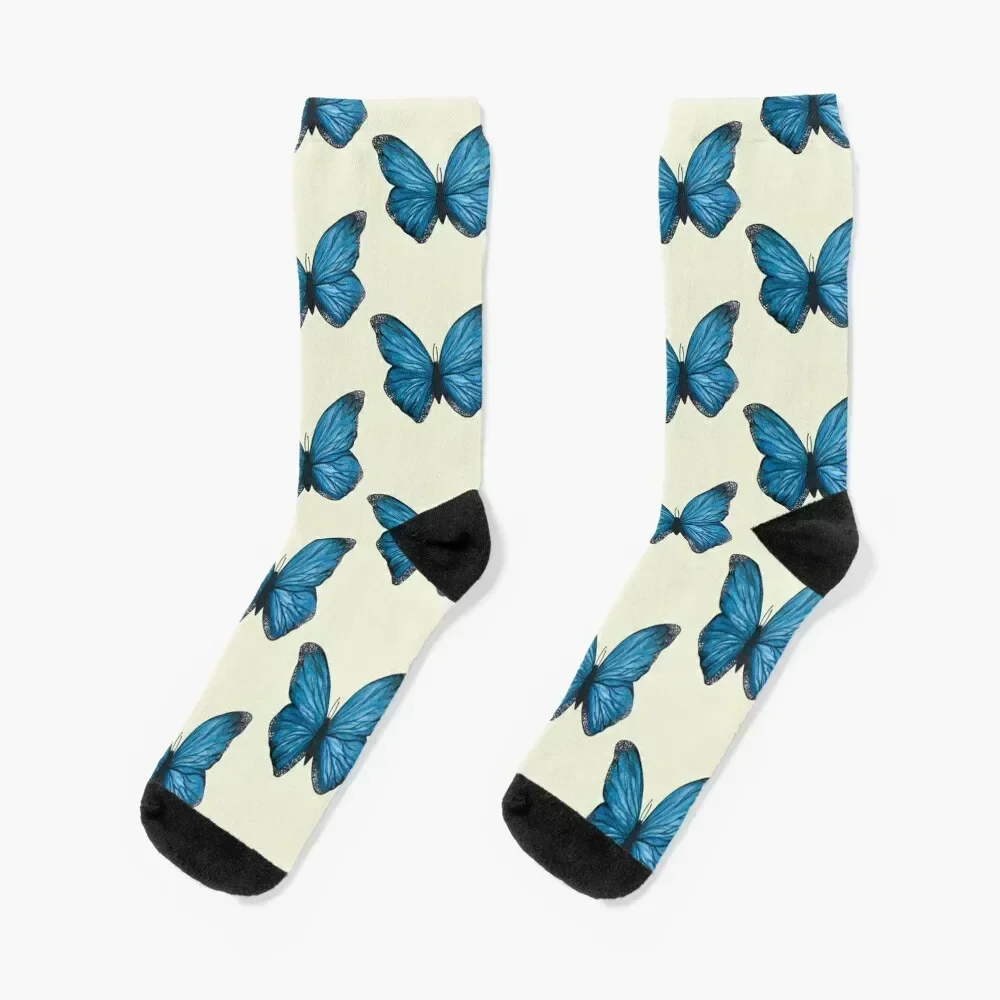 

Watercolor Blue Butterfly Socks new year luxury set Socks Women's Men's