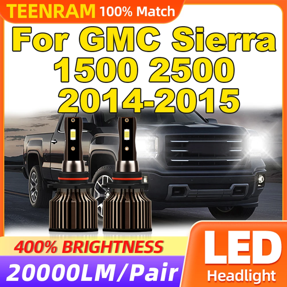 Canbus Car LED Headlight 20000LM CSP Chips Auto Lamps Bulbs 6000K White 12V Plug And Play For GMC Sierra 1500 2500 2014 2015