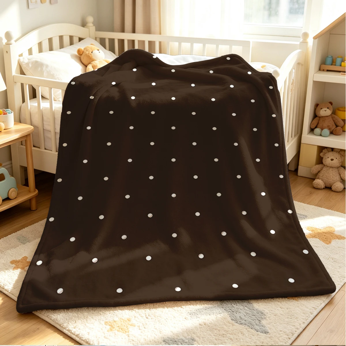 Dots Brown Flannel Blanket Warm Soft Halloween Christmas Couch Warm Cozy Decorative Decor Gift for All Season