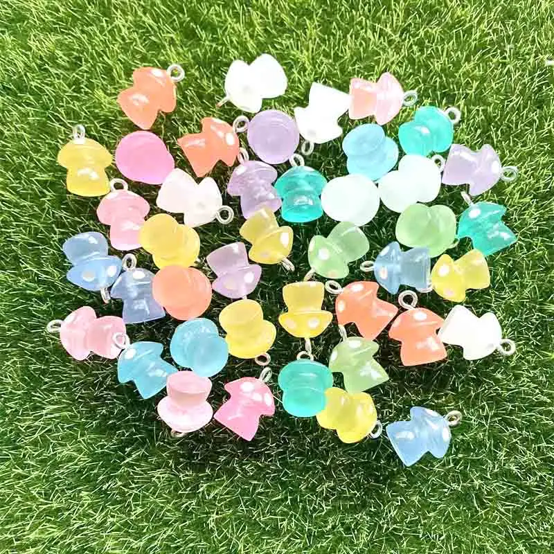 10pcs 12*16mm Simulated Glow Colorful Mushrooms Cartoon Charms For Pendant DIY Earrings Necklace Jewelry Accessories Finding