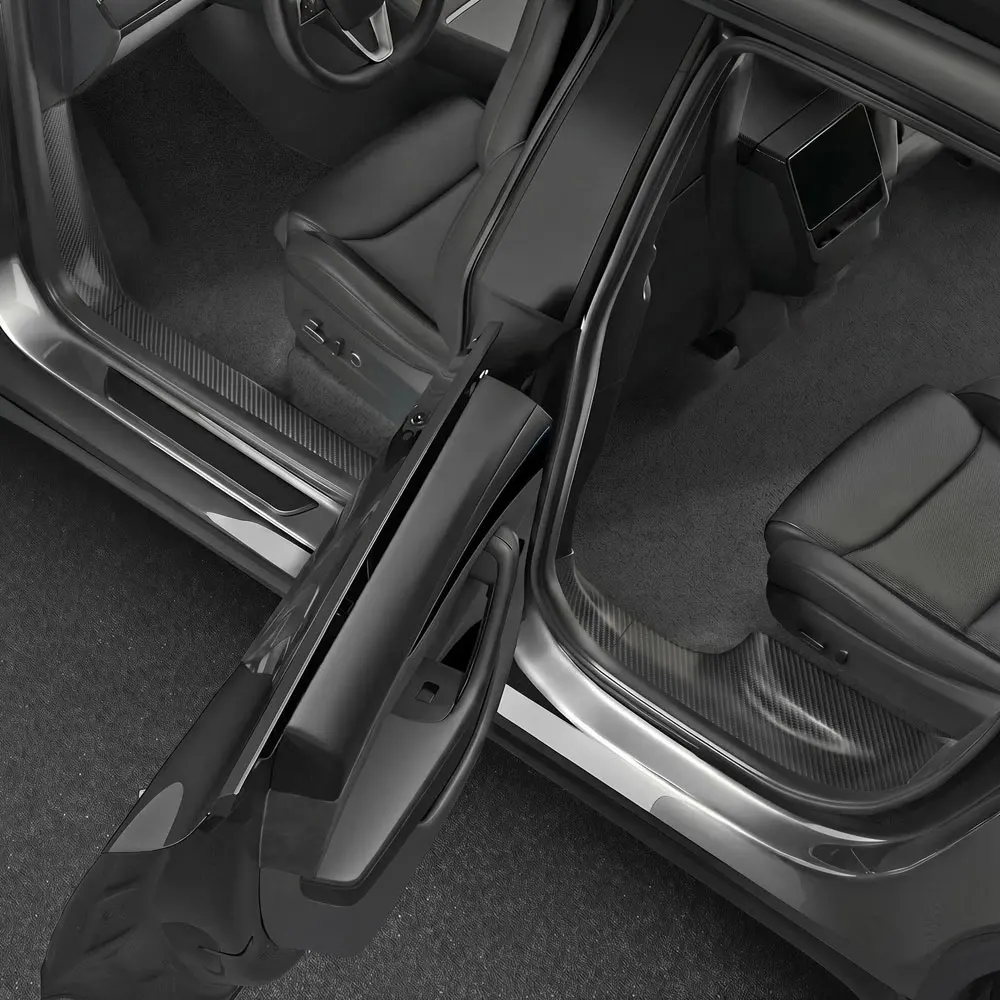 8-teiliger Türschwellenschutz für Tesla Model YL 2026, vorderer und hinterer Türschwellenschutz, Schutzblech, hält sauber, Originalgröße, TPE, LHD – Detail 9