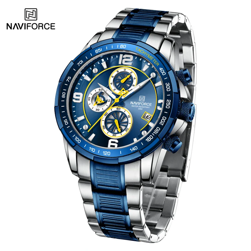 

NAVIFORCE High-end Military Sport Men Watch Luminous Stainless Steel Men Wrist Watch Calendar 3Bar Waterproof Watch Reloj Hombre