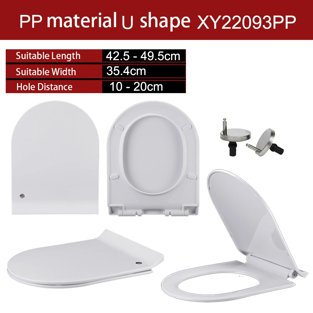 Universal U Shape Elongated Slow Close WC Toilet Seats Cover Bowl Lid Top Mounted Quick Release PP Board Soft Closure XY22093PP