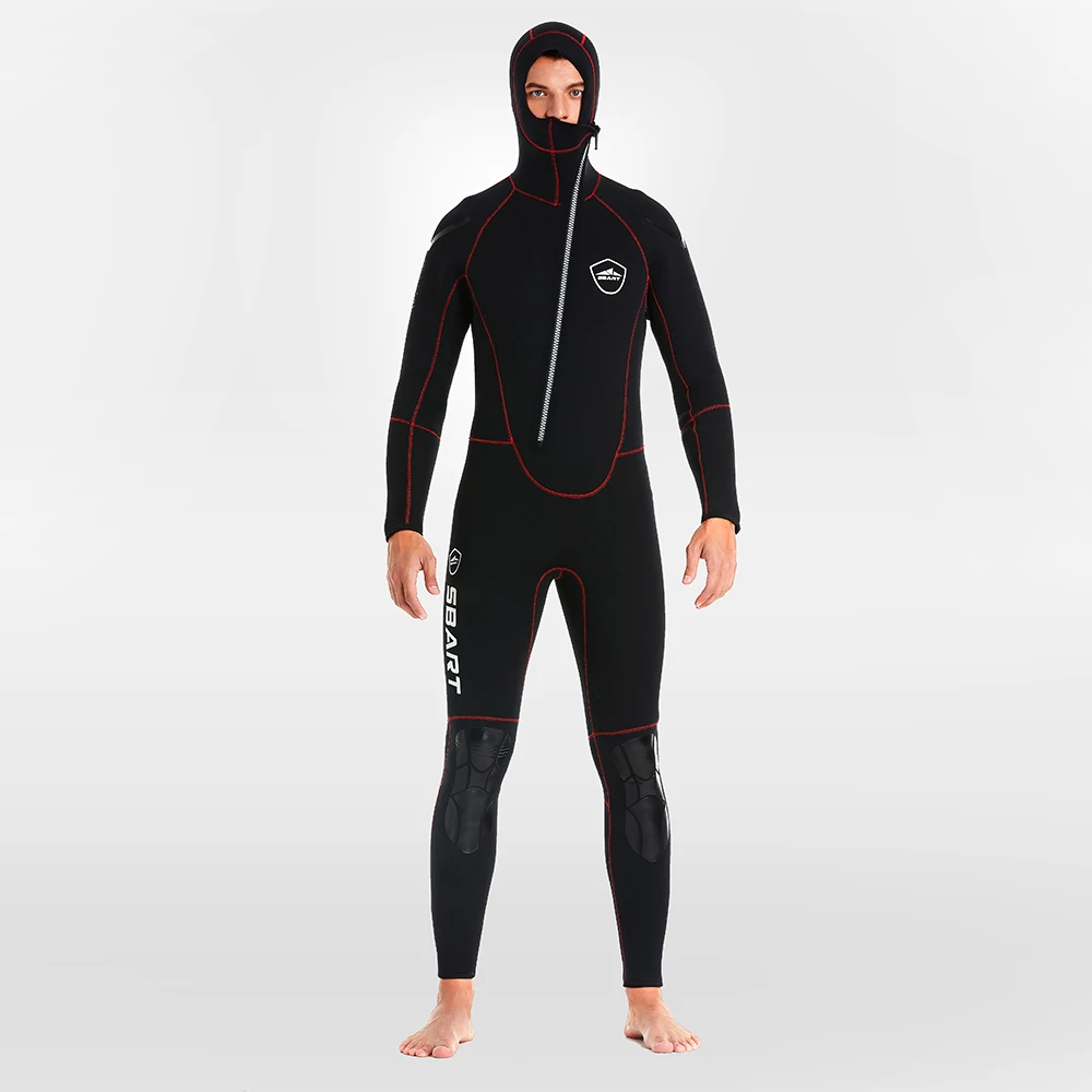 

Mens Wetsuit 5mm Full Scuba Diving Suit Front Zipper Hoodie Snorkeling Surfing Kayaking Canoeing Cold Water Wet Suits