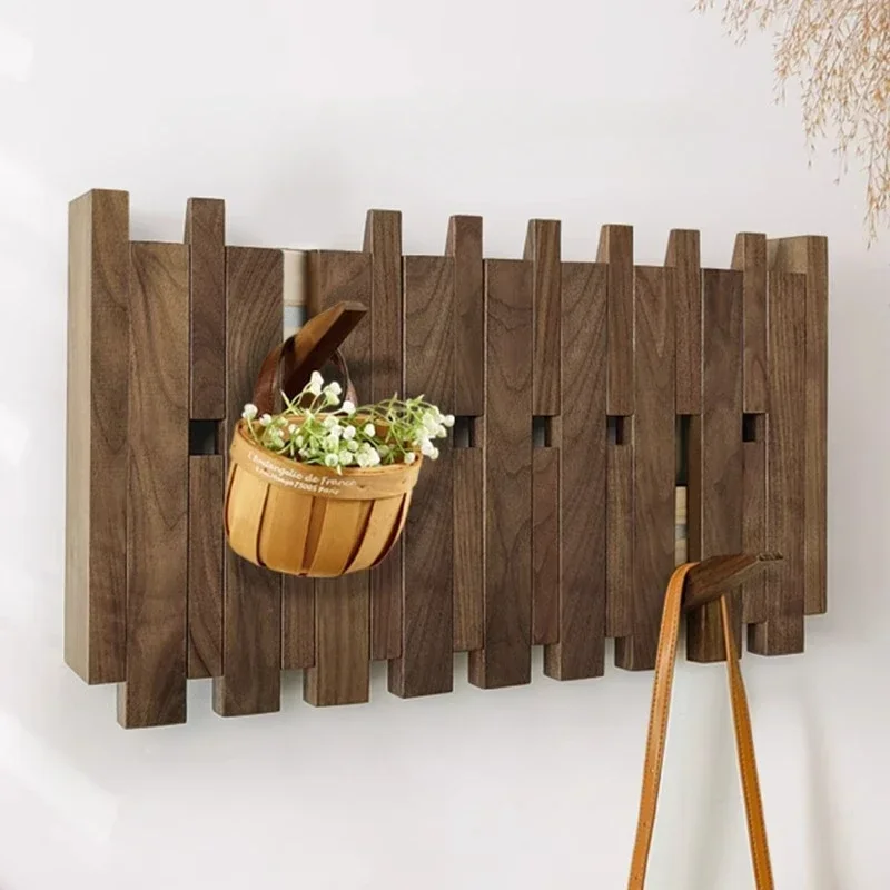 Solid Wood Coat Rack Stand Black Walnut Wood Clothes Hangers Entrance Hall Dressing Room Portable Wall Hanger Storage Furniture