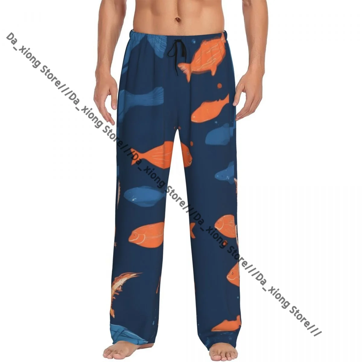 

Мужские повседневные пижамные штаны для сна, свободные брюки с подводными рыбками, удобная одежда для сна