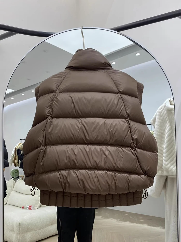 Puff white duck down new thick warm down vest women's winter Korean version versatile stand up collar sleeveless jacket