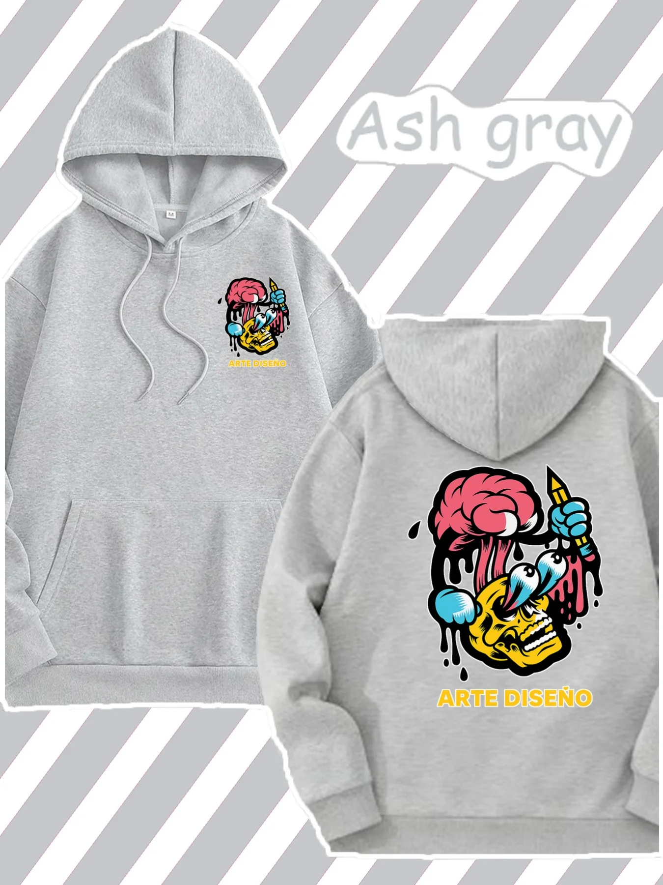 Men's and Women's Universal Street Graffiti Hoodie  Peach Blossom Hip-Hop Casual Autumn Hooded Pullover Shirt